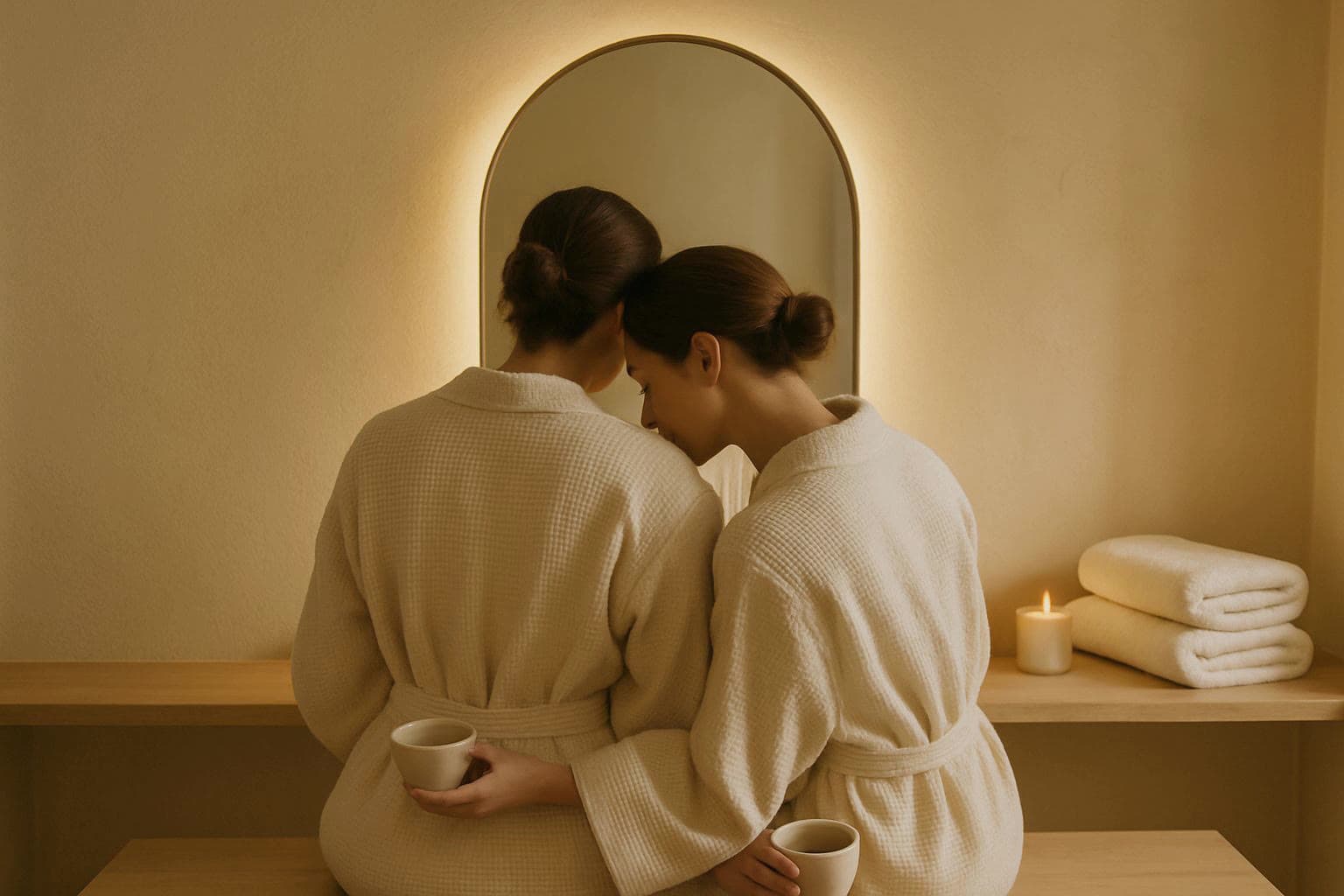 Dos amigas compartiendo una experiencia de spa